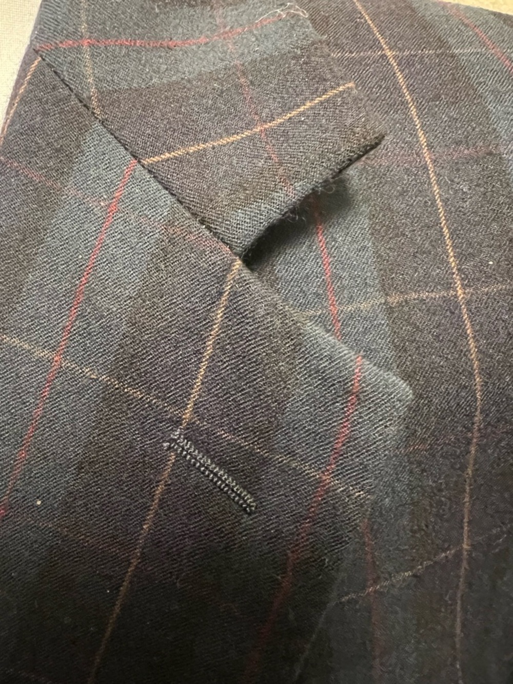 Jos A Bank Tartan Plaid Sport Coat Blazer Jacket Wool Blue’ Men 42R - Picture 7 of 14